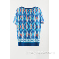 Ladies printed knit pullover